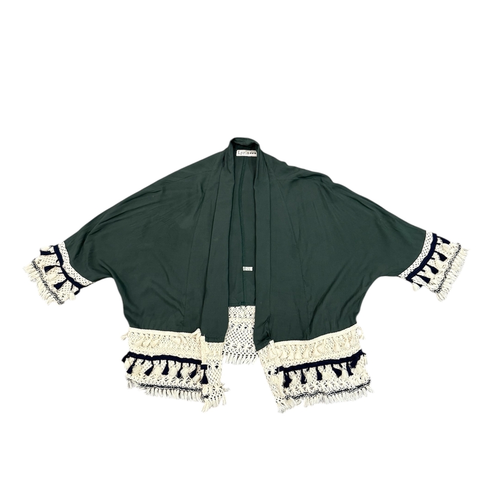 Lyria Green & White Women's Sweater - One Size Fits All